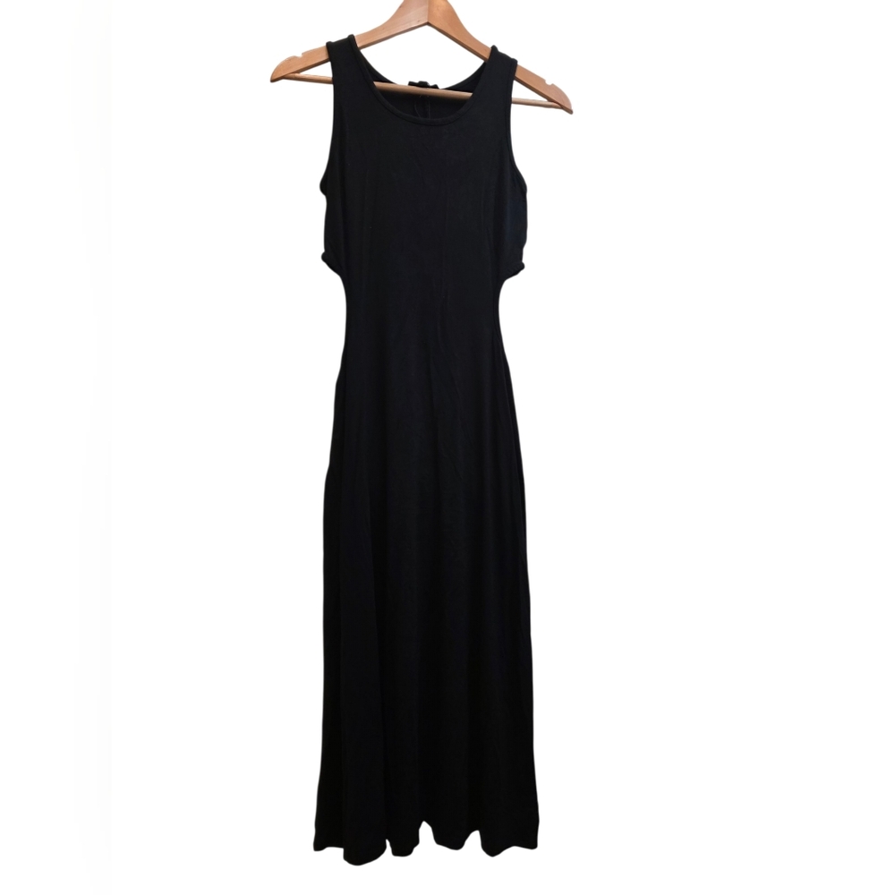 See You Monday Black Side Cutout Sleeveless Midi Dress Size M